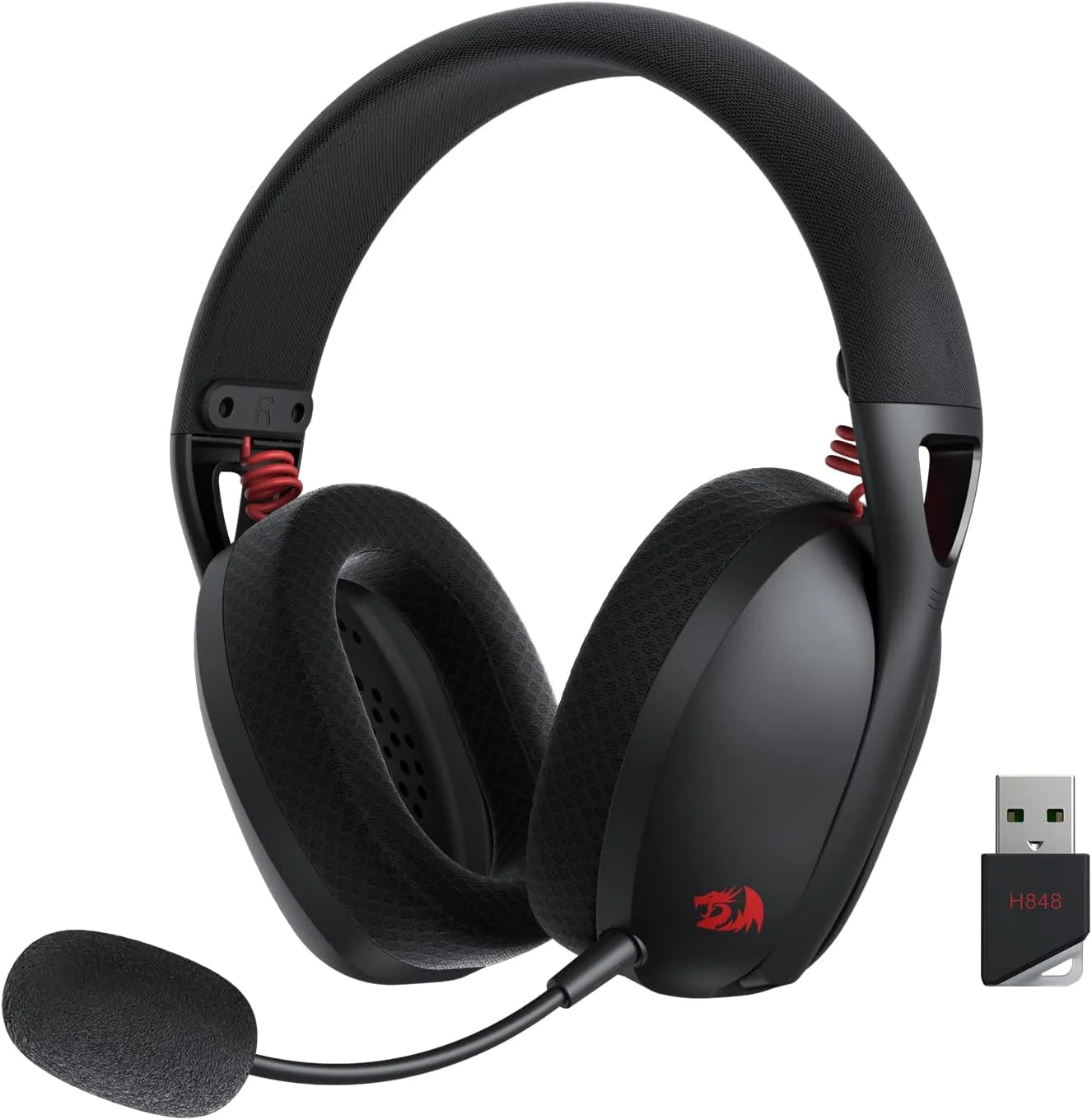 Redragon H848 IRE Bluetooth Wireless Gaming Headset - Lightweight - 7.1 Surround Sound - 40MM Drivers - Detachable Microphone - Multi Platforms for PC, PS5/4/3, Switch, Mobile