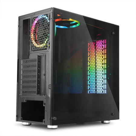 Redragon GC608 Steel Jaw Pro Gaming PC Tempered Glass Front Side, 2 x RGB Fan, Micro ATX Desktop Chassis