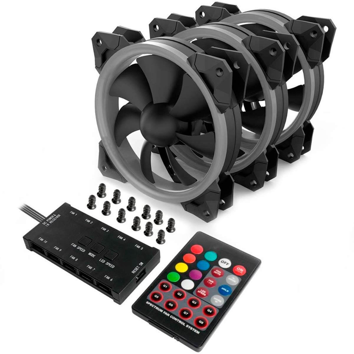 Redragon GCF008 Computer Case 120mm PC Cooling Fan, RGB LED Quiet High Airflow Adjustable Color LED Fan, CPU Cooler and Radiators 3 Packs