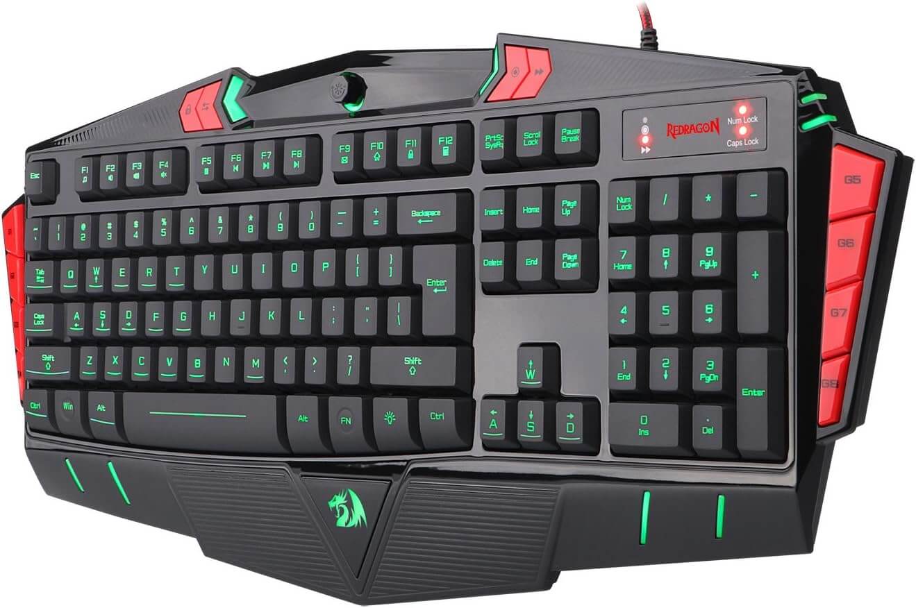 Redragon K501-2 Asura USB Gaming Keyboard, 7 Color Backlight Illumination, 116 Standard Keys, 8 Programmable Macro Keys