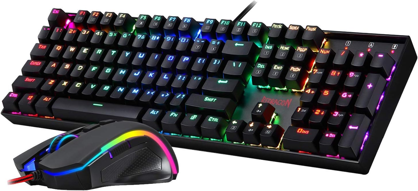 Redragon K551-BA RGB (RGB Keys) Mechanical Wired Gaming Keyboard RGB LED Backlit  With Blue Switches (104 Keys, Black) & M607 Gaming Mouse (2 in 1 Mechanical Combo)