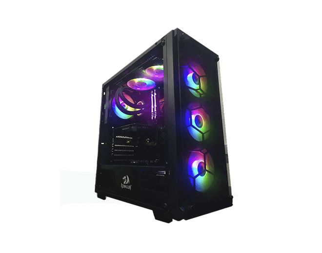 Redragon GC606 Wheel Jack RGB Gaming PC Case Cabinet, Mid Tower, Glass Front and Side Black