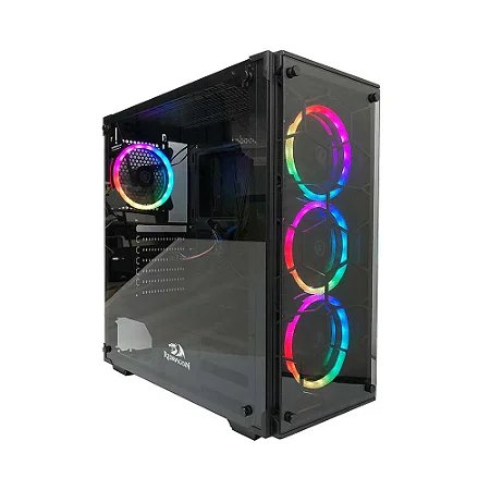 Redragon GC606 Wheel Jack RGB Gaming PC Case Cabinet, Mid Tower, Glass Front and Side Black