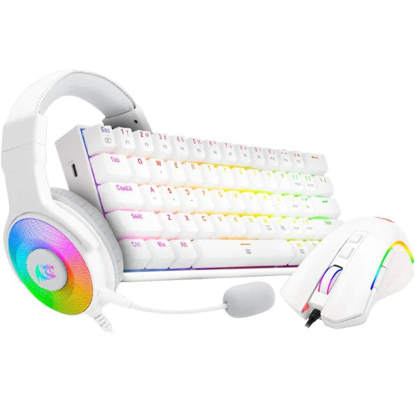 Redragon S129W Keyboard Mouse and Headsets Combo Set 3-IN-1, White