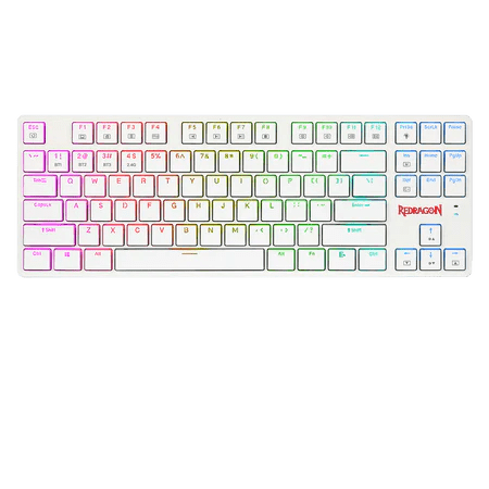 Redragon K539 Anubis 80% Wireless RGB Mechanical Keyboard, 5.0 Bluetooth/2.4 Ghz/Wired Tri-Mode TKL Low Profile Compact Keyboard w/Durable 1900mAh Battery & Tactile Brown Switches White