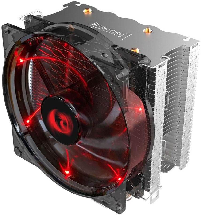 Redragon CC1011 Reaver CPU Cooler Slim Design 2.0 Heatpipes Red LED 120mm Fan Aluminum Blades for AMD Ryzen/Intel LGA1200/1151 Universal Socket Solution 100% RAM Compatibility