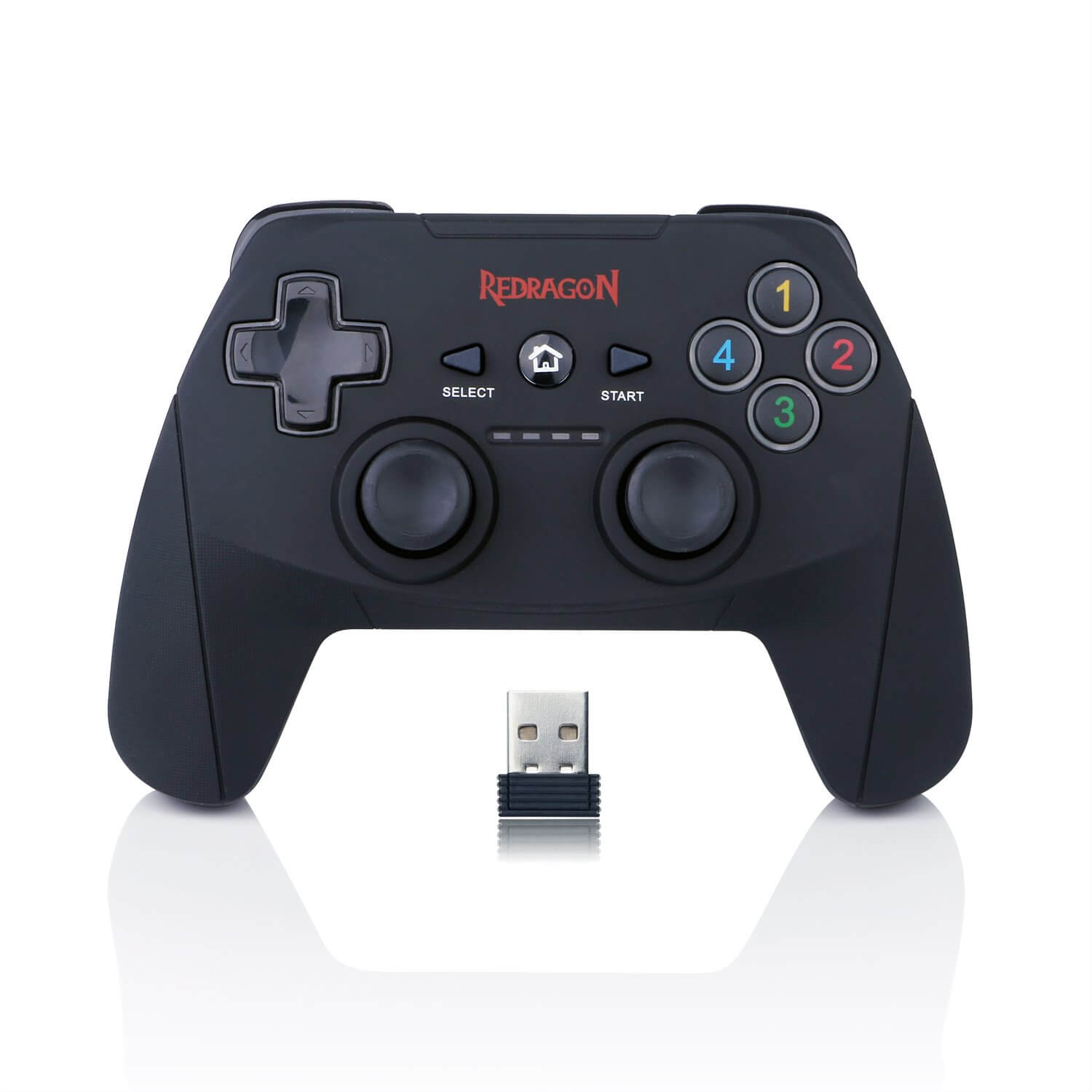 Redragon G808 Harrow Gamepad, PC Game Controller, Joystick with Dual Vibration, for Windows PC, PS3, Playstation, Android, Xbox 360 (Black - Wireless)