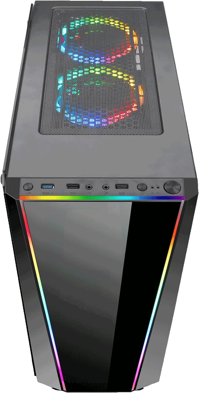 Redragon GC702 Tailgate Gaming PC Case, RGB Sync Tempered Glass Front/Side, 3 x RGB Fan & 2 x Fan, ATX/Micro ATX,  Black