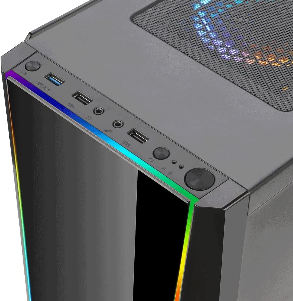 Redragon GC702 Tailgate Gaming PC Case, RGB Sync Tempered Glass Front/Side, 3 x RGB Fan & 2 x Fan, ATX/Micro ATX,  Black