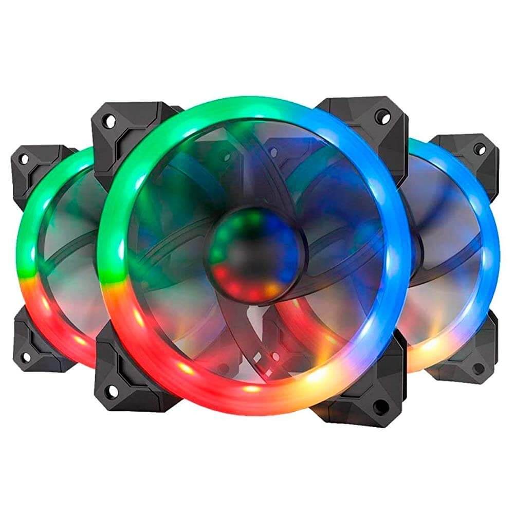 Redragon GCF008 Computer Case 120mm PC Cooling Fan, RGB LED Quiet High Airflow Adjustable Color LED Fan, CPU Cooler and Radiators 3 Packs