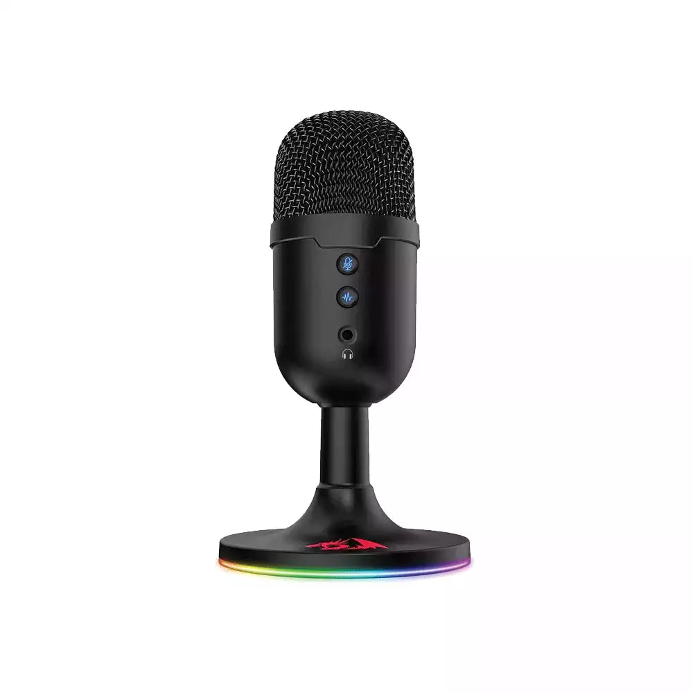 Redragon GM303 Puslar Streaming Microphone, Omni-Directional (360° Radio Reception), Volume Mute & Noise Cancelling Control, USB Plug Cable, 1.8m Cable Length, Black