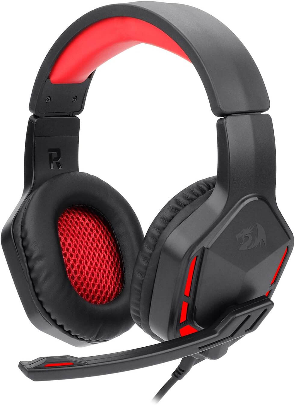 Redragon H220N Themis 2 Wired Gaming Headset, Stereo Surround-Sound, Noise Cancelling Over-Ear Headphones with Mic, Volume Control, Red LED Light, Compatible with PC, PS4/3, Xbox One and Nintendo Switch