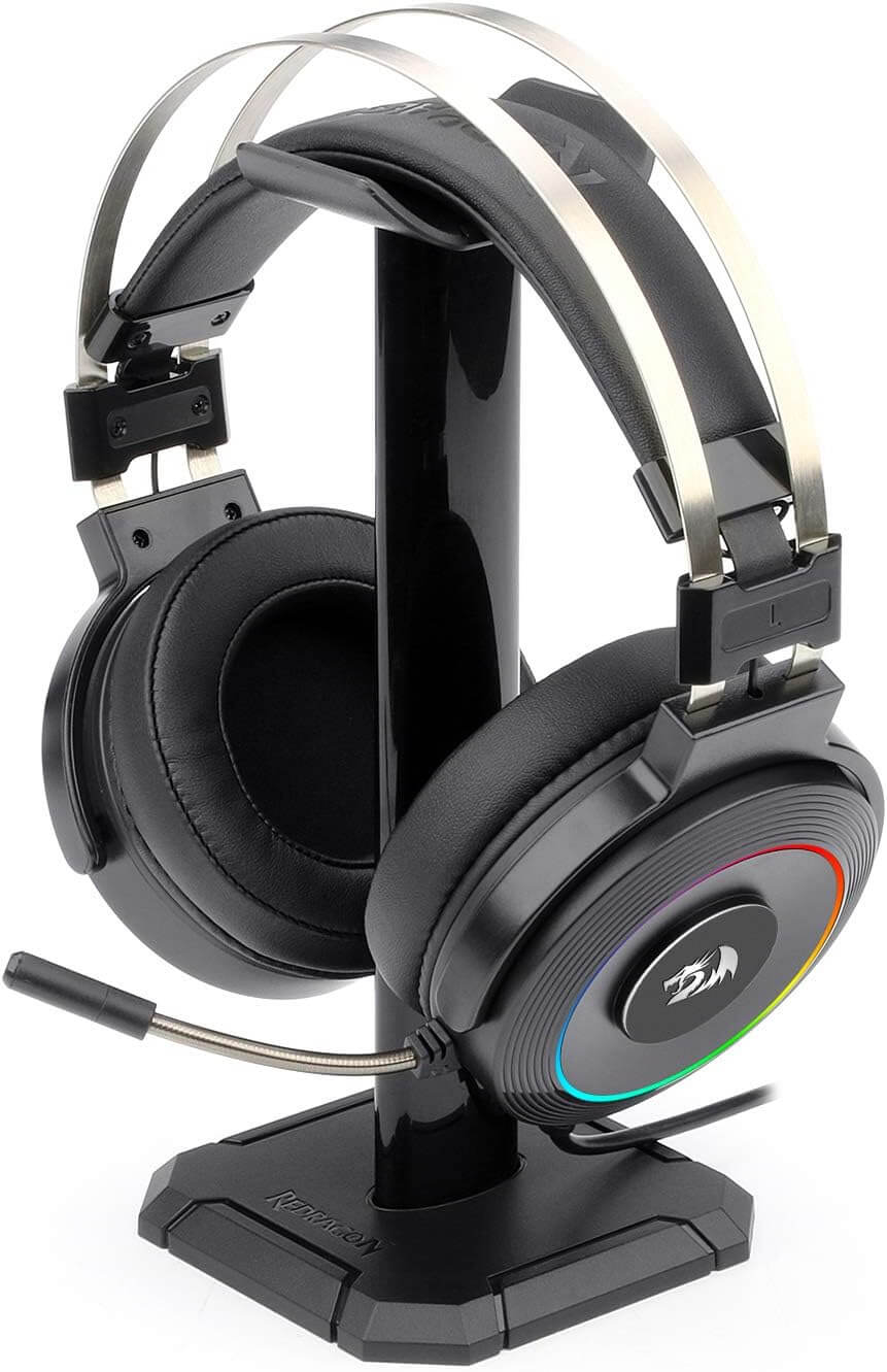 Redragon H320-1 Lamia 2 Gaming Headset with 7.1 Surround Sound, Volume Control, Noise Cancelling, RGB Light, Stand, Over Ear Wired Headphone, with Mic for PC, PS4, Black