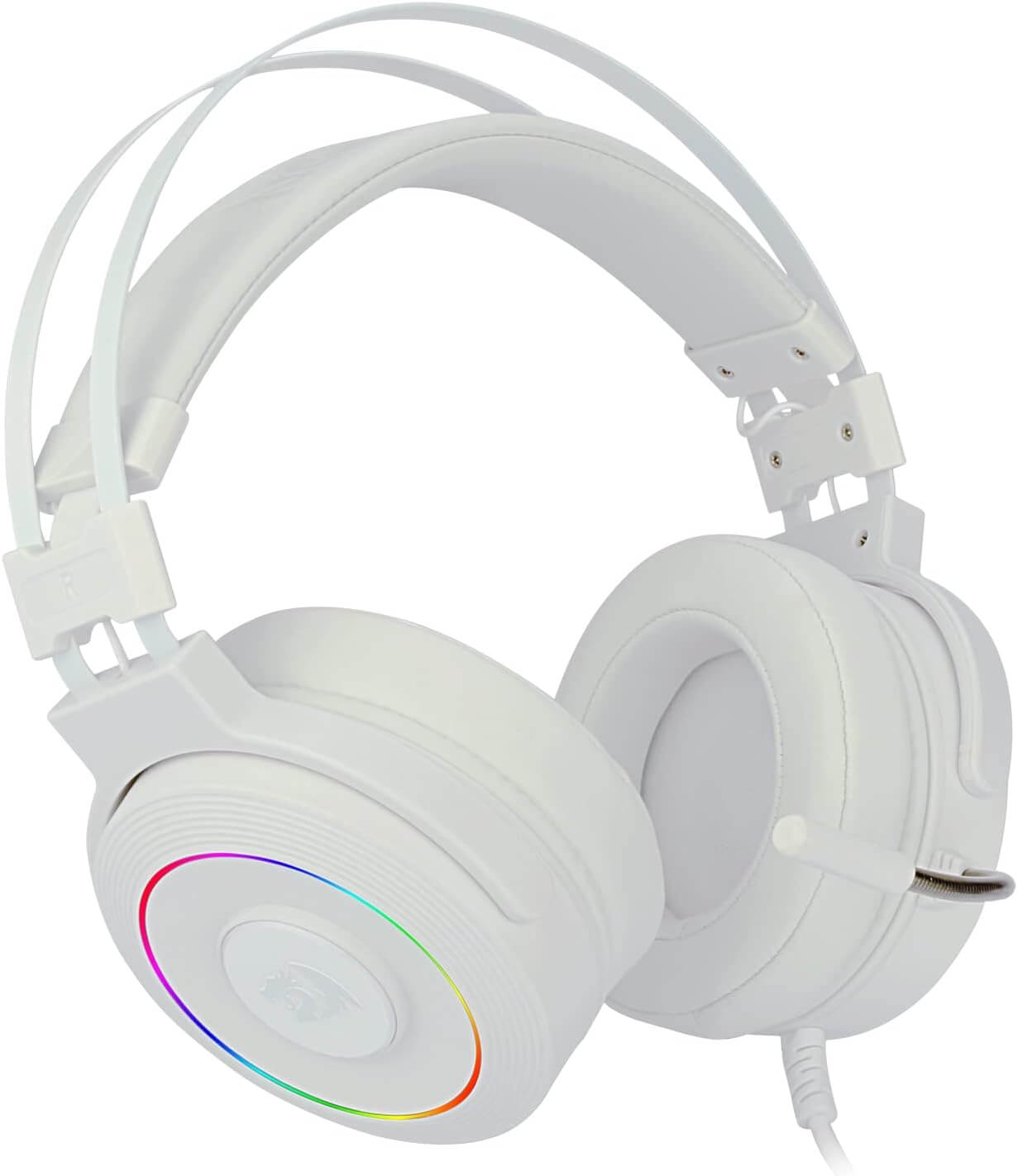Redragon H320W Lamia 2 Lunar White Gaming Headset with 7.1 Surround Sound, Volume Control, Noise Cancelling, RGB Light, Stand, Over Ear Wired Headphone, with Mic for PC, PS4