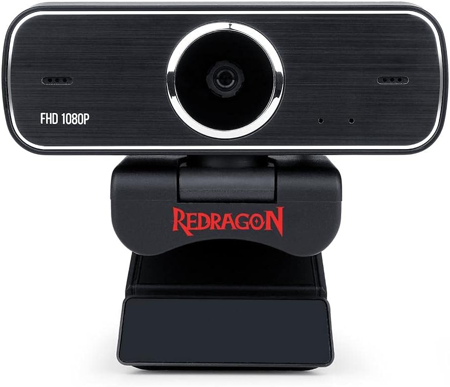 Redragon GW800 Hitman 1080P Webcam with Built-in Dual Microphone 360-Degree Rotation - 2.0 USB Skype Computer Web Camera