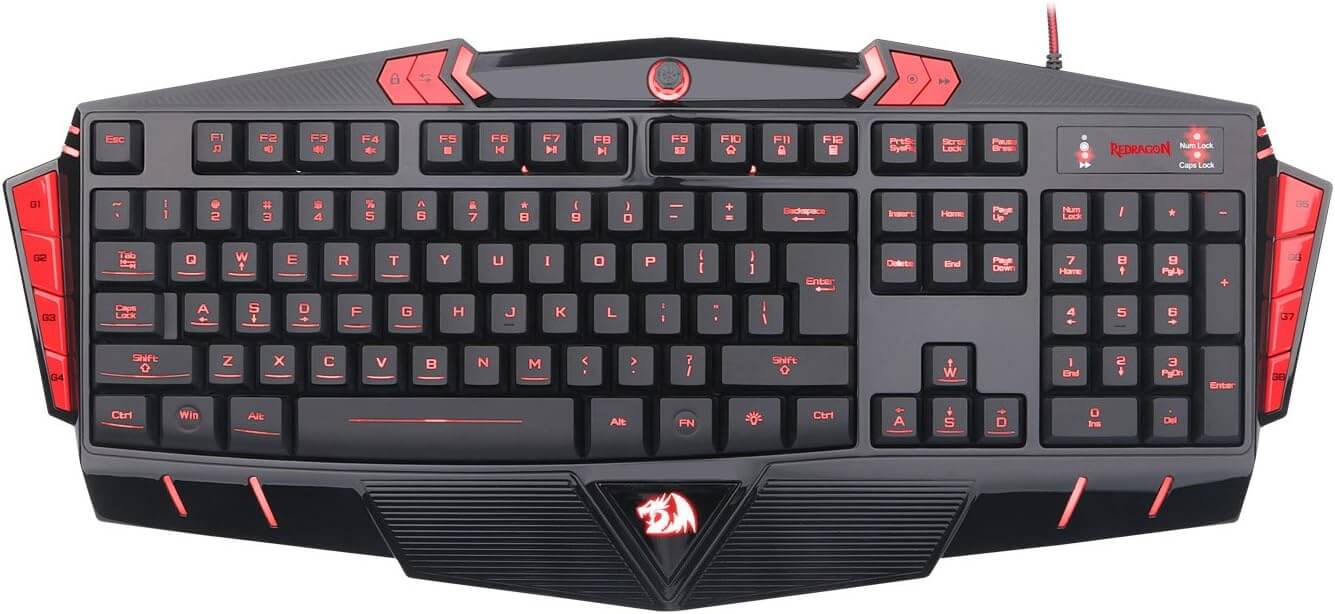 Redragon K501-2 Asura USB Gaming Keyboard, 7 Color Backlight Illumination, 116 Standard Keys, 8 Programmable Macro Keys