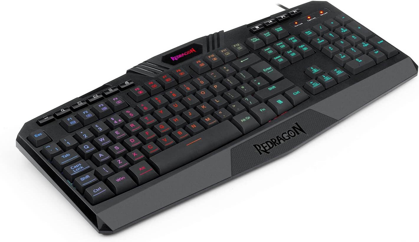 Redragon K503-A Harpe Pro Gaming Keyboard, RGB LED Backlit Wired, Multimedia Keys, Silent Membrane Keyboard with Wrist Rest for Windows PC Games