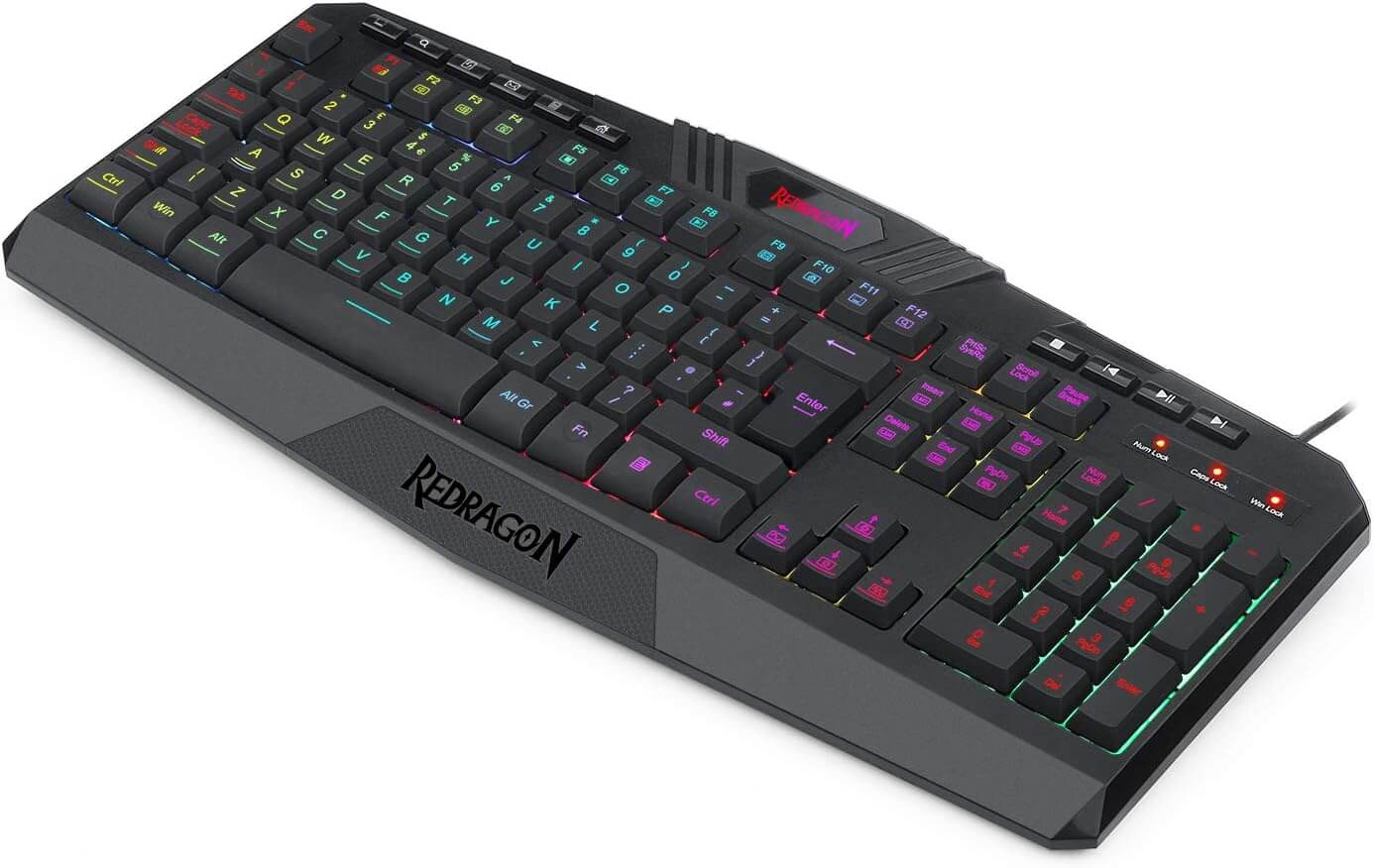 Redragon K503-A Harpe Pro Gaming Keyboard, RGB LED Backlit Wired, Multimedia Keys, Silent Membrane Keyboard with Wrist Rest for Windows PC Games
