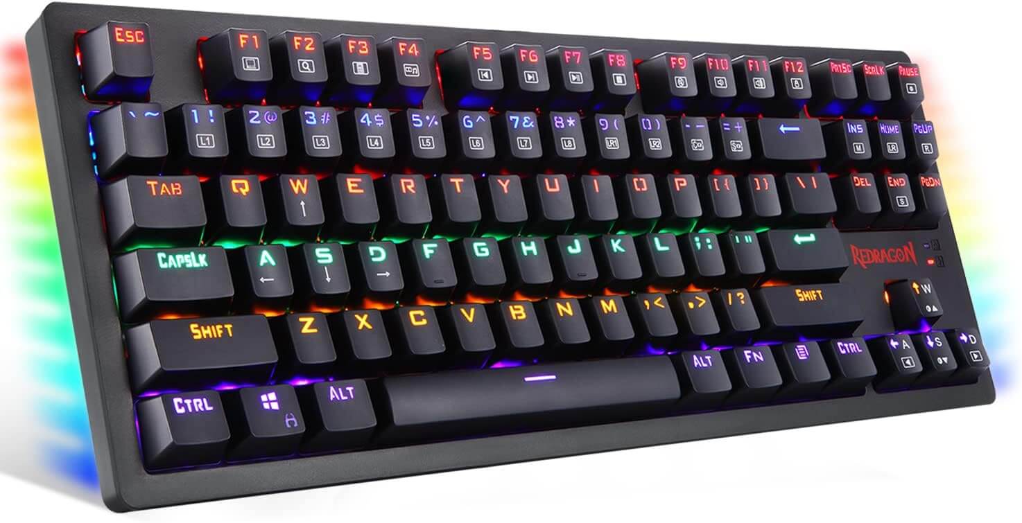 Redragon K598 KNS Knight Wireless Mechanical Keyboard Brown Switches Compact 87 Key Tenkeyless RGB LED Backlit Gaming Keyboard for Windows PC Gamers