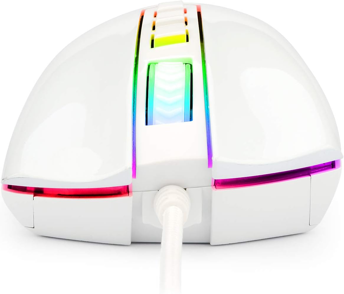 Redragon M711W Cobra Chroma White Gaming Mouse with 16.8 Million RGB Color Backlit, 10,000 DPI Adjustable, Comfortable Grip, 7 Programmable Buttons