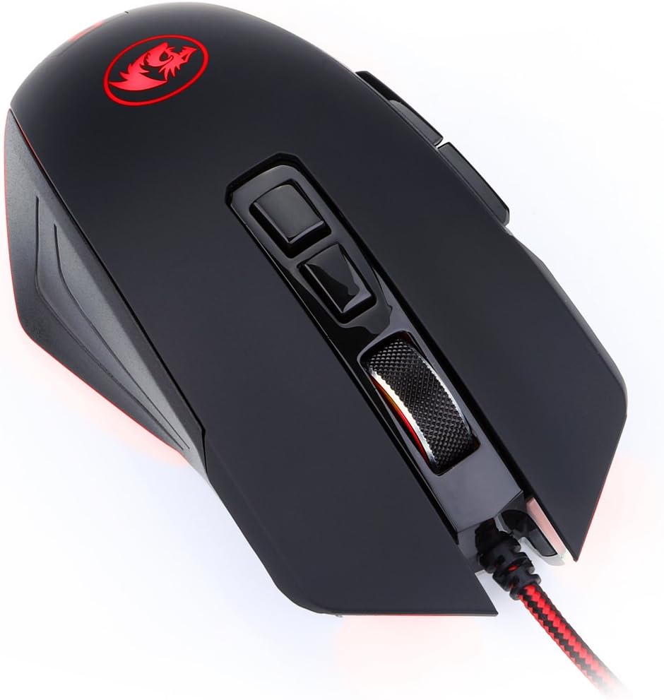 Redragon M715 Dagger 2 RGB Gaming Mouse LED Backlit Wired MMO, Ergonomic High-Precision Programmable with 7 RGB Backlight Modes up to 10000 DPI User Adjustable for PC Computer