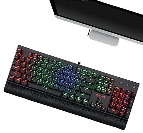 Redragon K557 Kala RGB Backlit Waterproof with Blue Switches, Anti-ghosting 104 Keys, Gold-plated USB, Wired Mechanical Gaming Keyboard - Redragon