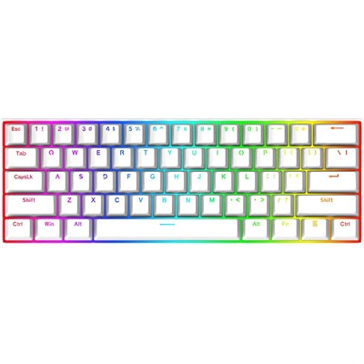 Redragon K630 Dragon Born 60% Wired RGB Gaming Keyboard, 61 Keys Compact Mechanical Keyboard with Linear Red Switch, Pro Driver Support, White