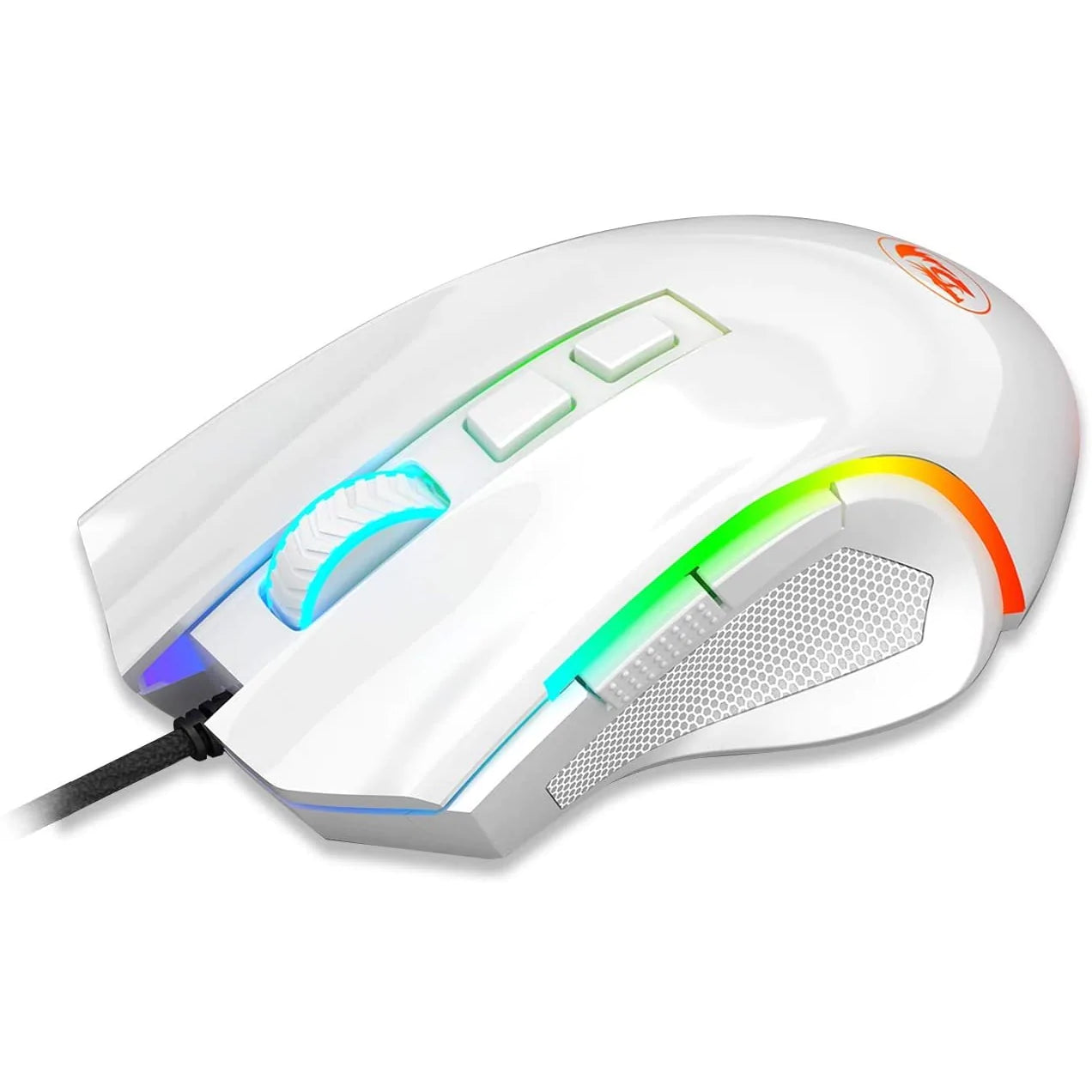 Redragon M607W Griffin White Wired USB Gaming Mouse with 7 Programmable Buttons / 7200 DPI / RGB Lighting for Windows/Mac PC
