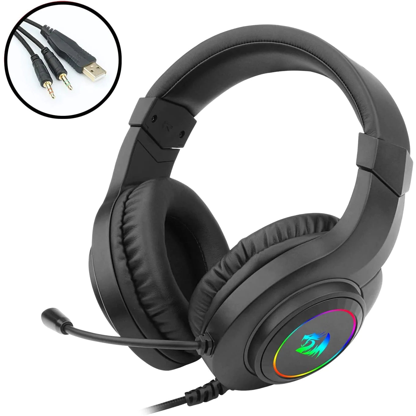 Redragon Hylas H260 RGB Gaming Headset with Microphone, Wired, Compatible with PS4, PS5, PC and Laptops Black