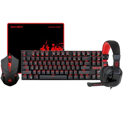 Redragon K552-BB KEYBOARD, M601 MOUSE, P001 MOUSEPAD AND H120 HEADSET COMBO SET 4 IN 1