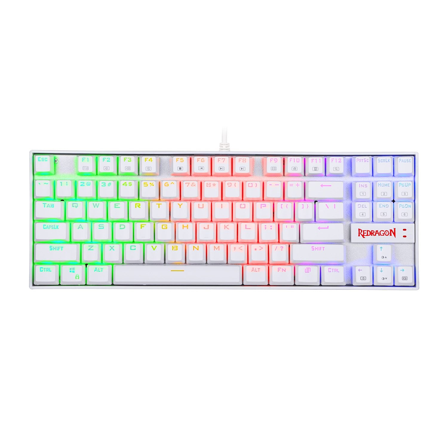 Redragon K552W Kumara White Mechanical Gaming Keyboard RGB LED Backlit Wired with Anti-Dust Proof Switches for Windows PC White, 87 Key Blue Switches