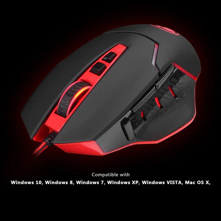 Redragon M907 Inspirit with Omron Switch, 9 Buttons,5 Memory Modes, On the Fly DPI Adjustment, Wired Gaming Mouse