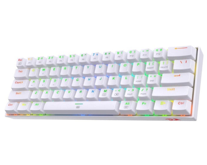 Redragon K630 Dragon Born 60% Wired RGB Gaming Keyboard, 61 Keys Compact Mechanical Keyboard with Linear Red Switch, Pro Driver Support, White