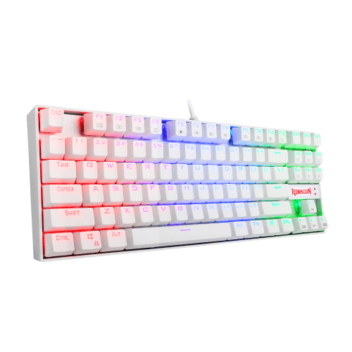 Redragon K552W Kumara White Mechanical Gaming Keyboard RGB LED Backlit Wired with Anti-Dust Proof Switches for Windows PC White, 87 Key Blue Switches