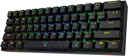 Redragon K630 Dragon Born 60% Wired RGB Gaming Keyboard, 61 Keys Compact Mechanical Keyboard with Linear Red Switch, Pro Driver Support, Black