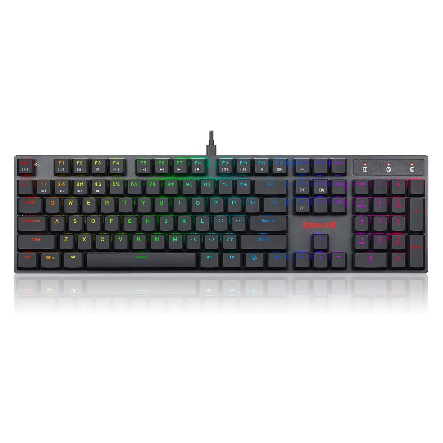 Redragon K535 Apas Mechanical Gaming Keyboard RGB LED Backlit Low Profile Wired Macro 104 Keys Red Switches for Windows Gaming PC Black