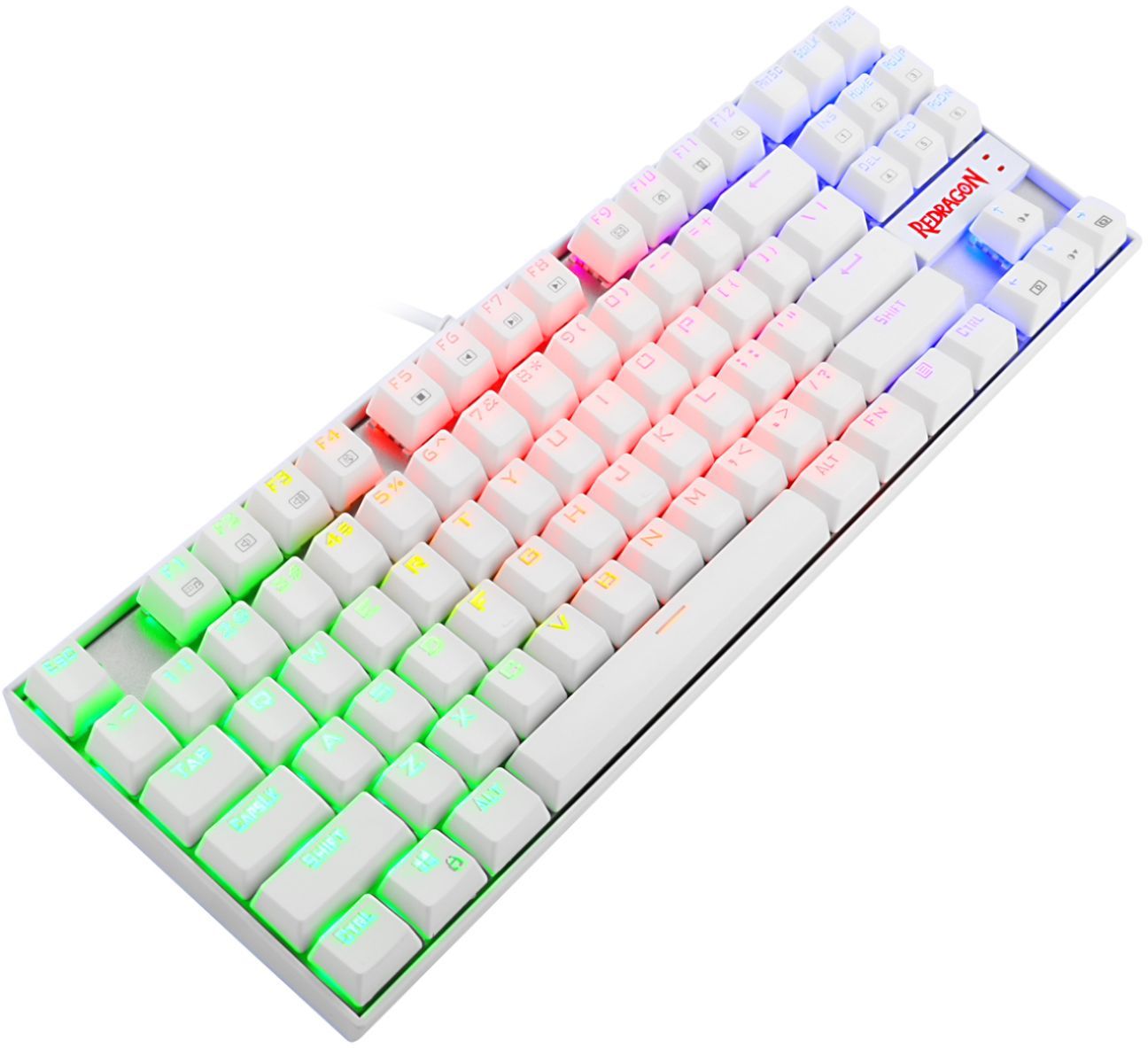Redragon K552W Kumara White Mechanical Gaming Keyboard RGB LED Backlit Wired with Anti-Dust Proof Switches for Windows PC White, 87 Key Blue Switches