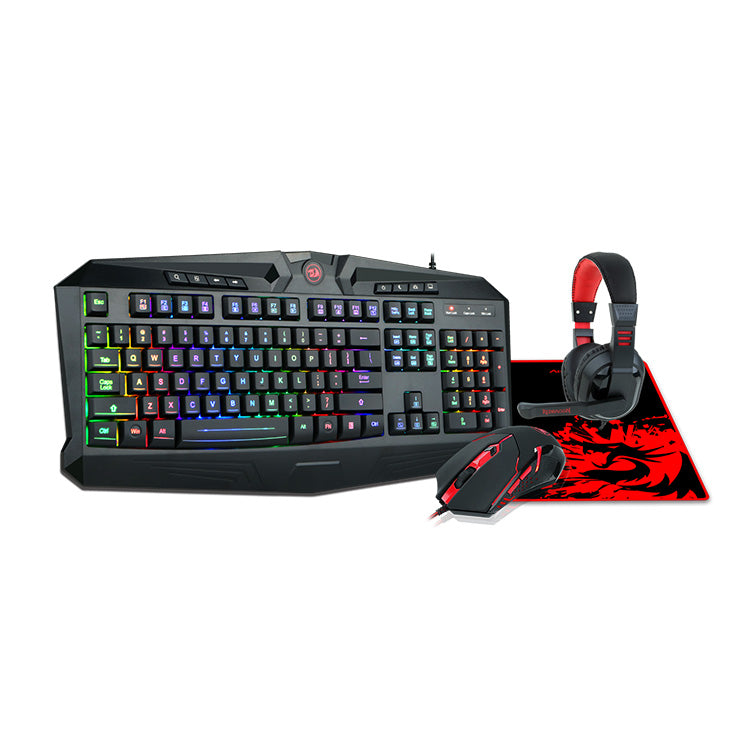 Redragon S101-BA-2 4 In 1 Combo Wired Gaming RGB Backlit Keyboard, Gaming Mouse, Gaming Mouse Pad & Headset Combo All in 1 PC Gamer Bundle for Windows - Black
